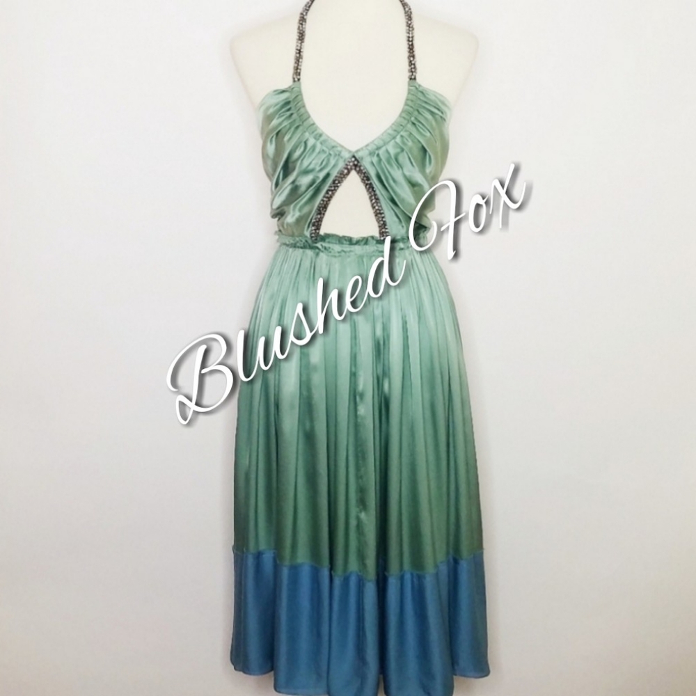 Chloe Bejeweled Silk Halter Rhinestone Dress Vintage Chloe Phoebe Philo Dress